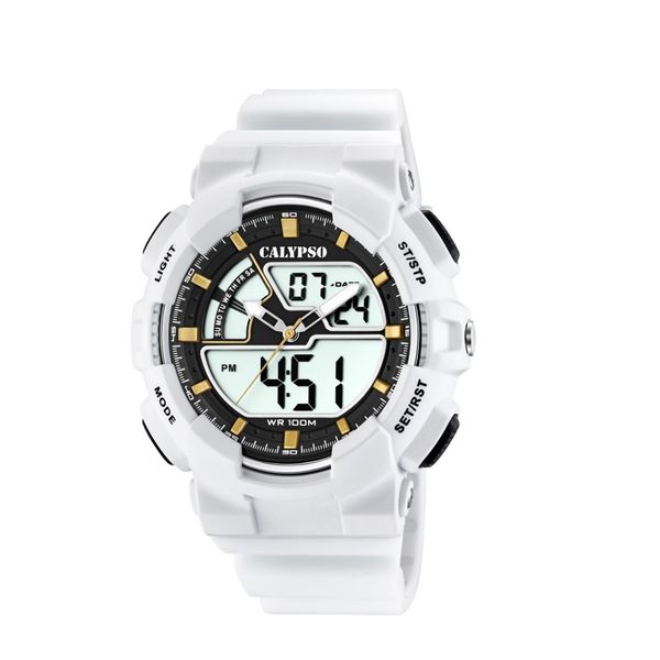 Calypso Mens Digital &amp; Analog Spots Watch - Black &amp; White