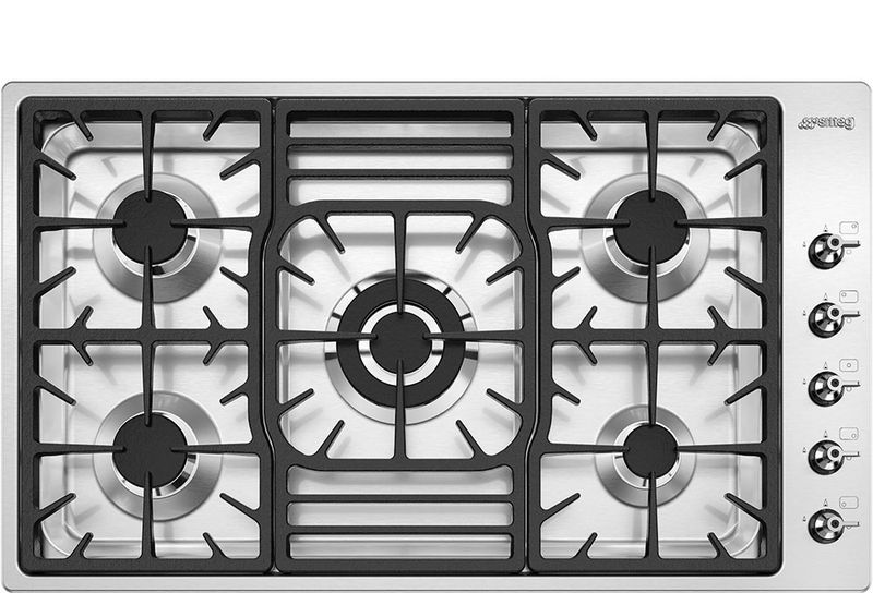 Smeg PGF95SA 90cm Ultra Low profile Stainless Steel 5 Burner Gas Hob