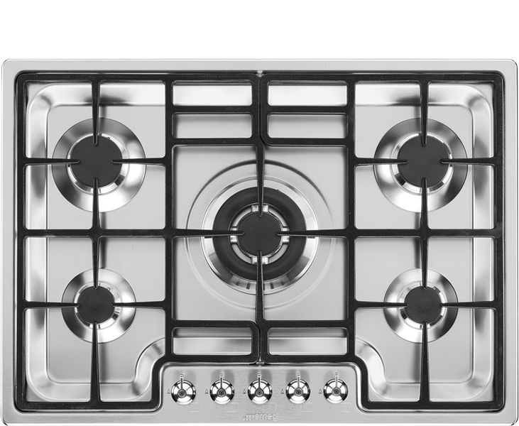 Smeg PGF75SA 70cm Ultra Low Profile Stainless Steel 5 Burner Gas Hob