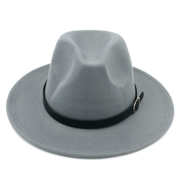 Wide Brim Fedora Panama Hat With Belt Buckle-Grey | Shop Today. Get it ...