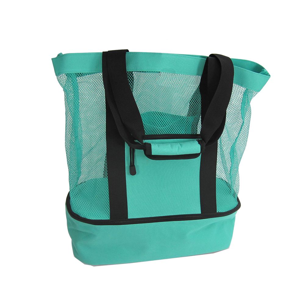 Mesh Beach Tote Bag With Zipper Top And Insulated Picnic Cooler | Shop ...