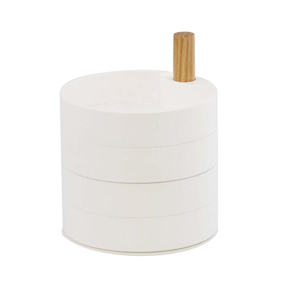 4-Tier Creative Rotatable Jewelry Organizer Tray Tower - White