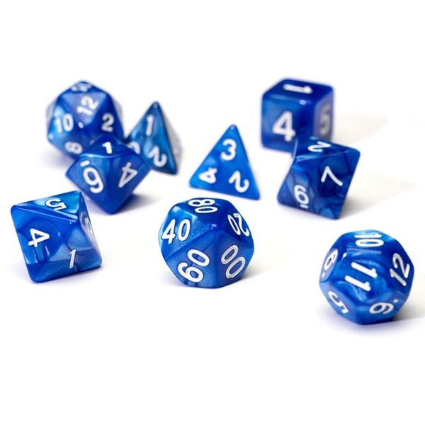 Sirius Dice - 7-set Pearl (blue, white)