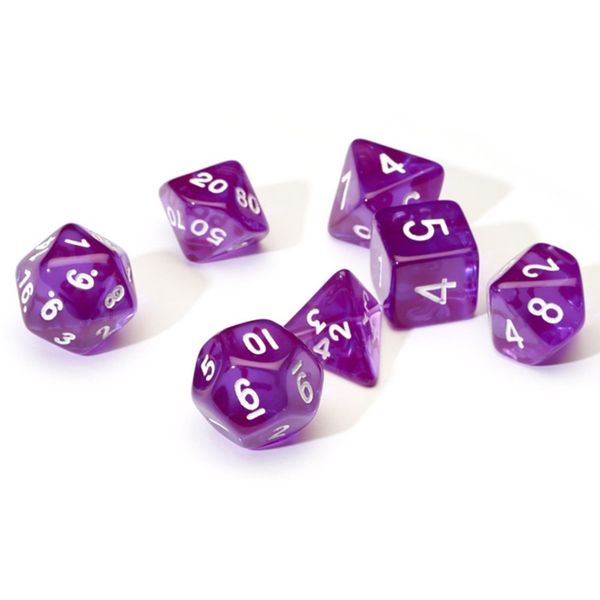 Sirius Dice - 7-set Translucent (purple, white)