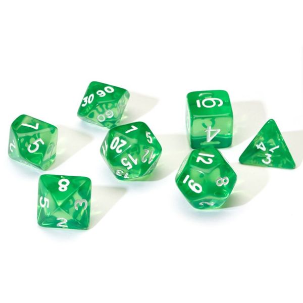 Sirius Dice - 7-set Translucent (green, white)