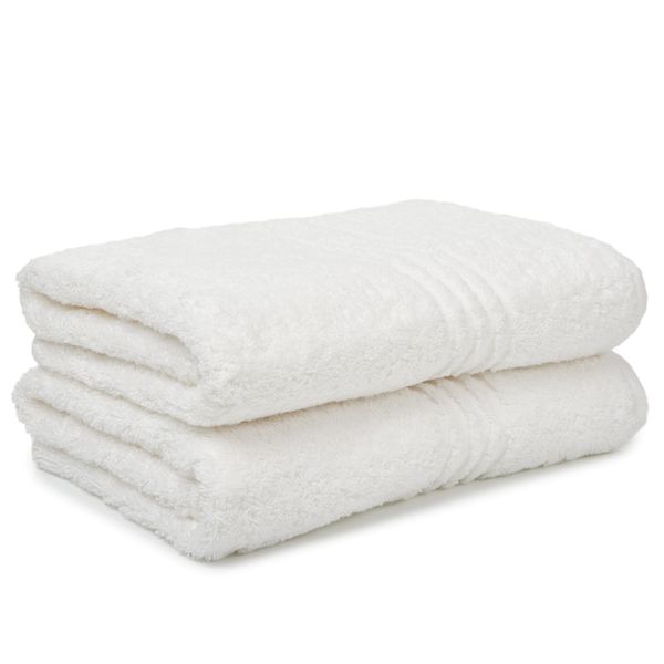 Glodina Marathon 610gsm White Snag Proof Bath Towels (Set of 2)
