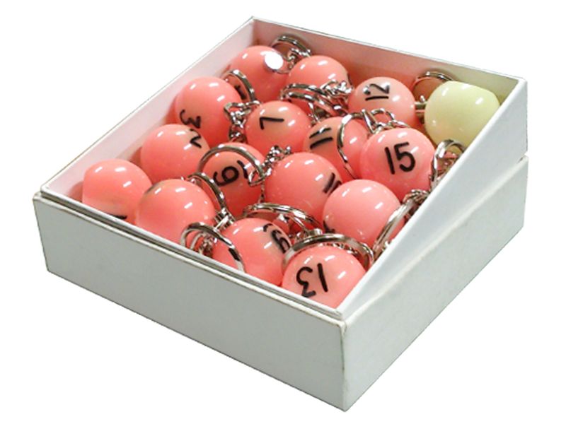Neon Pool Ball Themed Numbered Keyrings (Key Chains) - Pack of 16