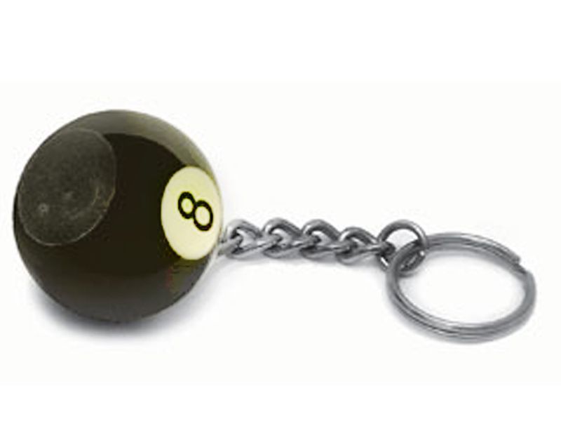 Black 8 Ball Pool Keyrings - Key Chain with Scuffer