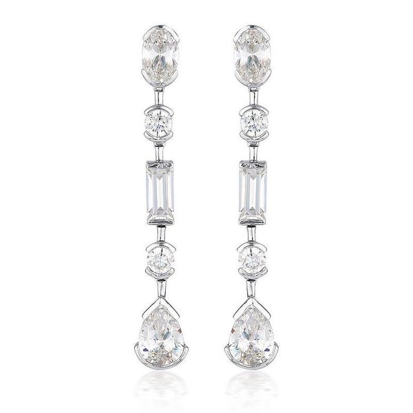 Georgini Mosaic Long Drop Silver Earrings