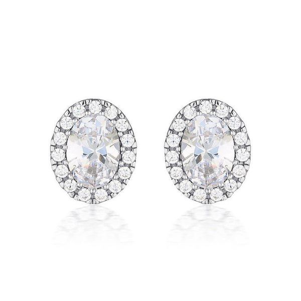 Georgini Oval Halo Silver Stud Earrings