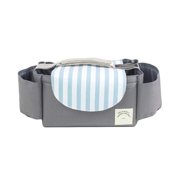 Baby Stroller Organiser Hanging Bag - Grey &amp; Stripes