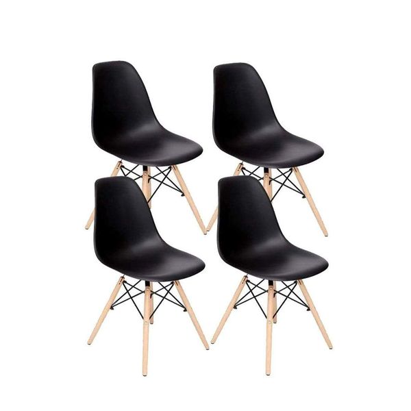 Replica Eames Eiffel Chairs Set Of 4 Black image