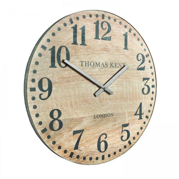 Thomas Kent 56cm Wharf Wood Effect Open Face Round Wall Clock