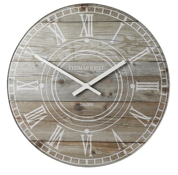 Thomas Kent 114cm Wharf Driftwood Mantel Round Wall Clock - Light Brown