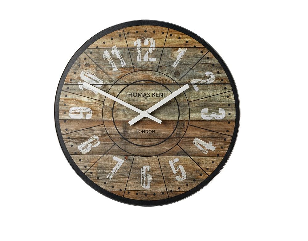 Thomas Kent 76cm Wharf Cotton Mill Mantel Round Wall Clock Brown