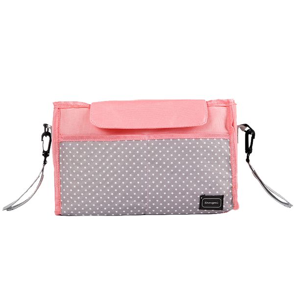 Portable Baby Stroller Organiser Hanging Bag - Pink