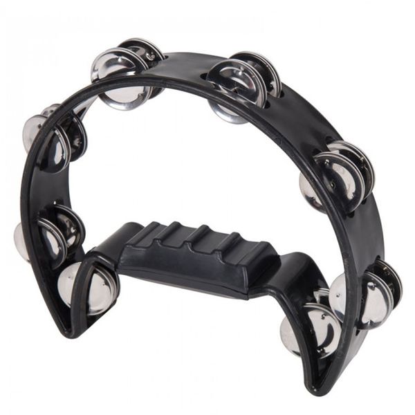 BK Black Single Row Halfmoon Tambourine - 16 Jingles
