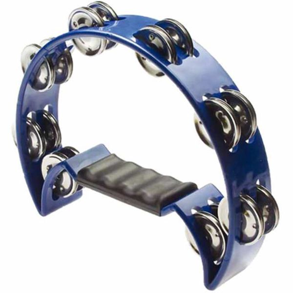 BK Blue Single Row Halfmoon Tambourine - 16 Jingles