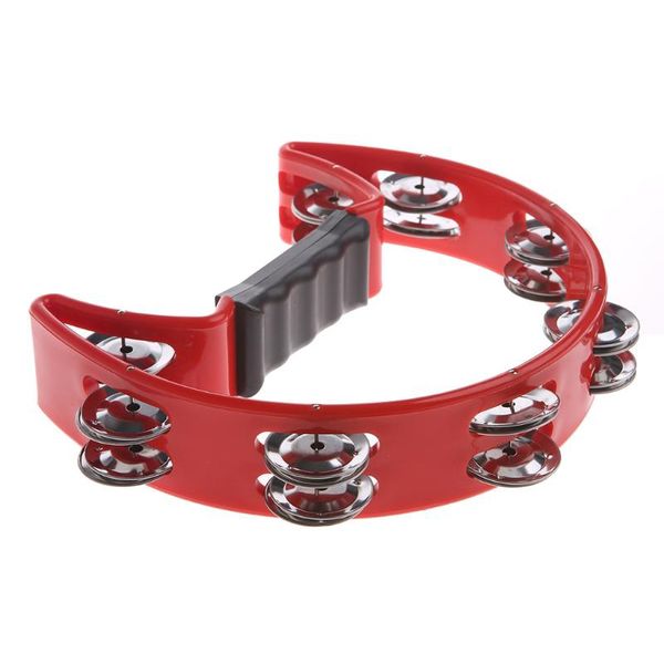 BK Red Single Row Halfmoon Tambourine - 16 Jingles