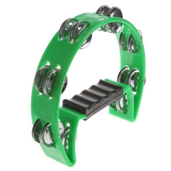 BK Green Single Row Halfmoon Tambourine - 16 Jingles