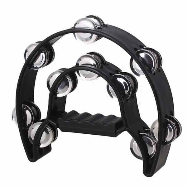 BK Black Double Row Halfmoon Tambourine - 20 Jingles
