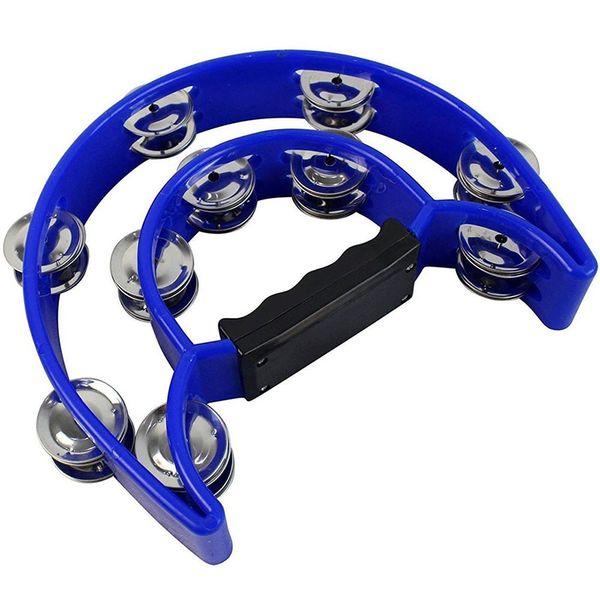BK Blue Double Row Halfmoon Tambourine - 20 Jingles