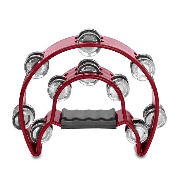 BK Red Double Row Halfmoon Tambourine - 20 Jingles