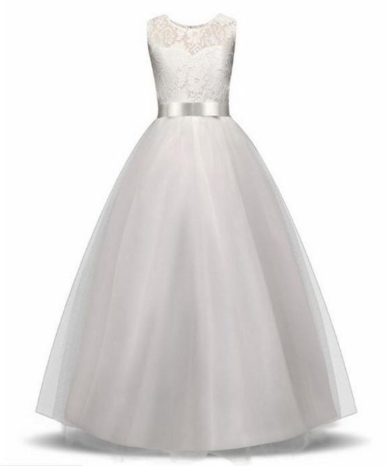 Snow White Lace and Long Flower Girl Dress - White | Buy Online in ...