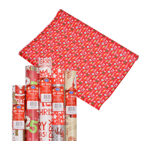 Bulk Pack x 10 Xmas Stationery Gift Wrap 2mx700mm 60gsm
