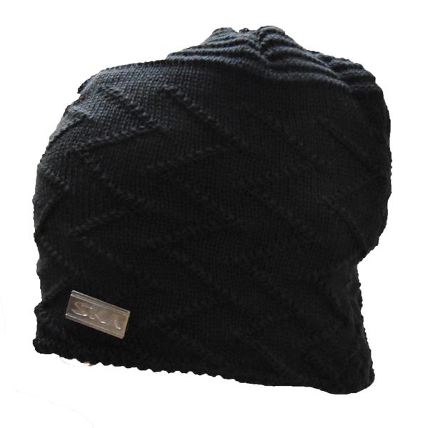 SKA Black Knitted Lined Long Beanie