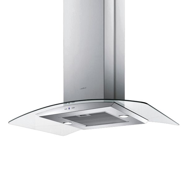 Elica 90cm Curved Glass Island Cookerhood Stainless - 10/REEF ISLAND90