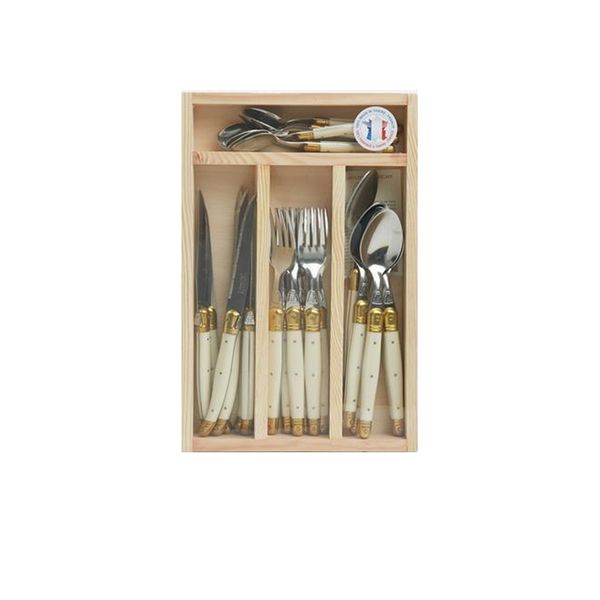 Laguiole by Jean Dubost - France 24 Piece Cutlery Set - Ivory &amp; Brass