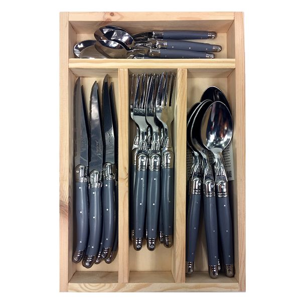 Laguiole by Jean Dubost - France 24 Piece Cutlery Set - Light Grey