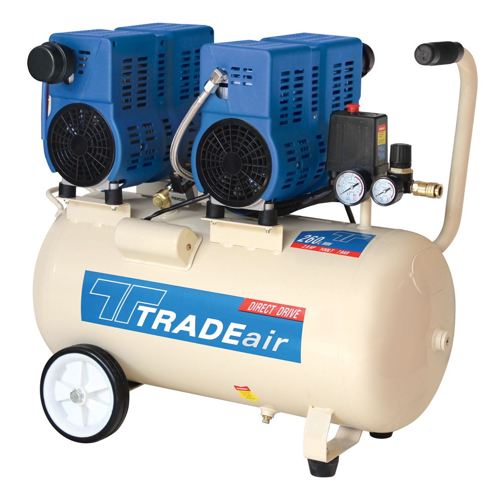 TradeAir 100L 1.5kW 2HP Oil Free Silent Direct Drive Compressor