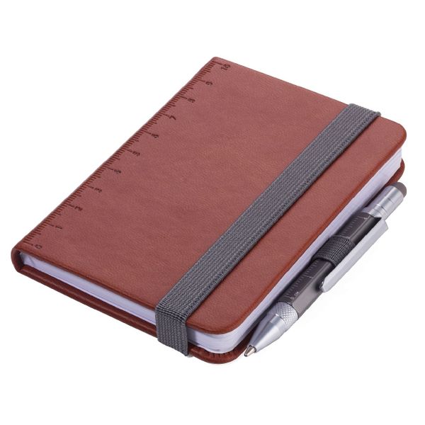 TROIKA Notepad DIN A7 with Multitasking Ballpoint Pen LILIPAD+LILIPUT Brown