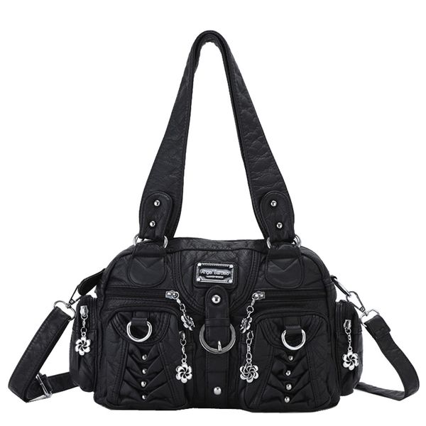 Pocket Shoulder Bags For Women-Black image