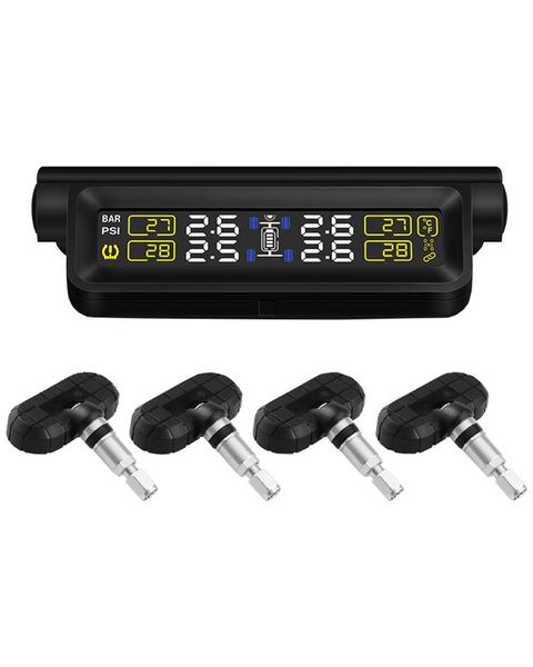 4 Wheel Solar Powered Tyre Pressure Monitoring System Internal Sensors TPMS