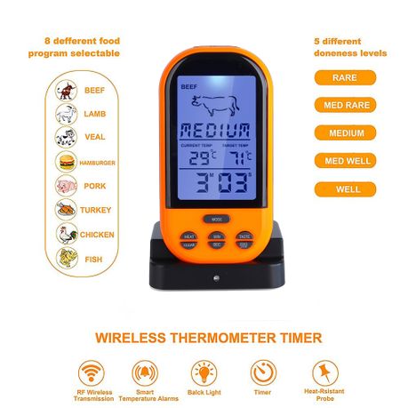 Lifespace 4 Probe 100m Wireless Cooking Meat Thermometer