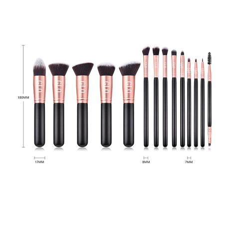 GLO - Makeup Brush Set - 14 Pcs Rose Gold and Matte Black Makeup Brushes |  Buy Online in South Africa 