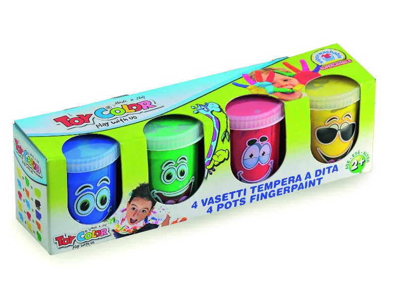 Toy Color Superwashable Finger Paint Pots: 4 x 80ml Colours