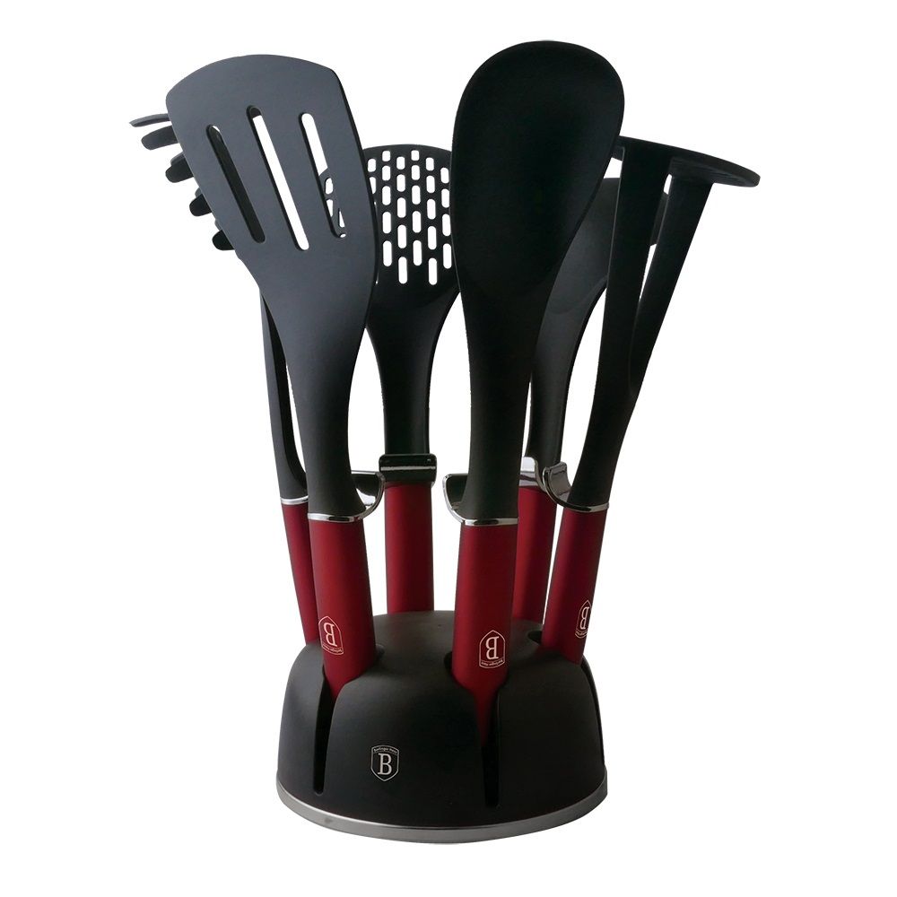 Berlinger Haus 7Piece Nylon Kitchen Utensil Set Burgundy Metallic