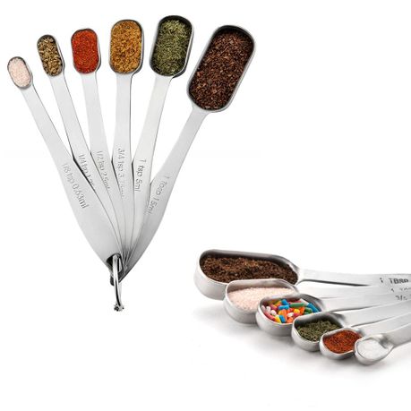 6pcs Set Narrow Stainless Steel Spice Measuring Spoons Baking