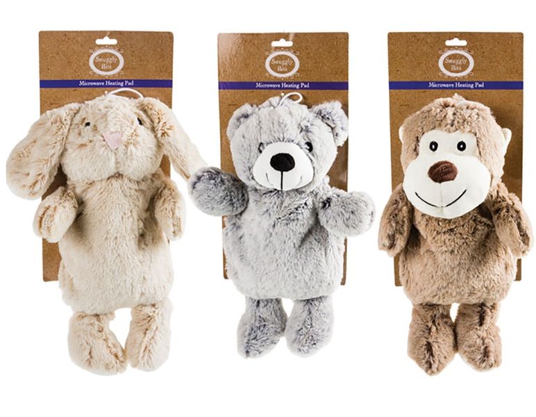 Bulk Pack x 3 Microwave Heat Pad Monkey, Bear, Bunny