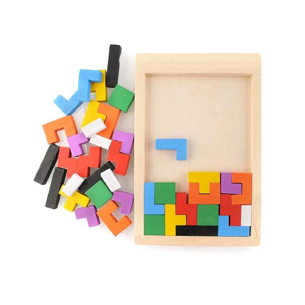 Educational Puzzle Games, Wooden Tetris Puzzle Game