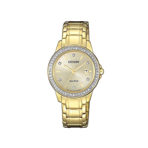 Citizen Eco - Drive Swarovski Gold Lds Watch - FE1172 - 55P