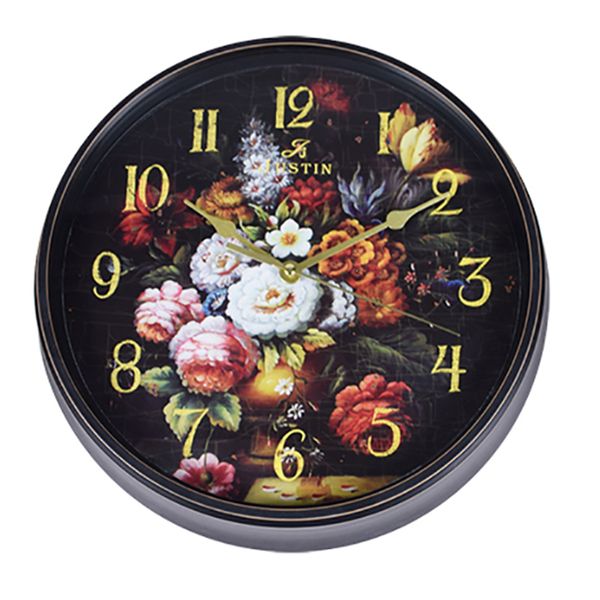 25cm Round Floral Clock