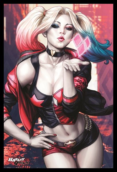 Harley Quinn - Kiss Poster with Black Frame
