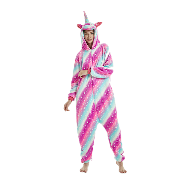 Iconix Pink &amp; Blue Starry Unicorn Onesie for Adults