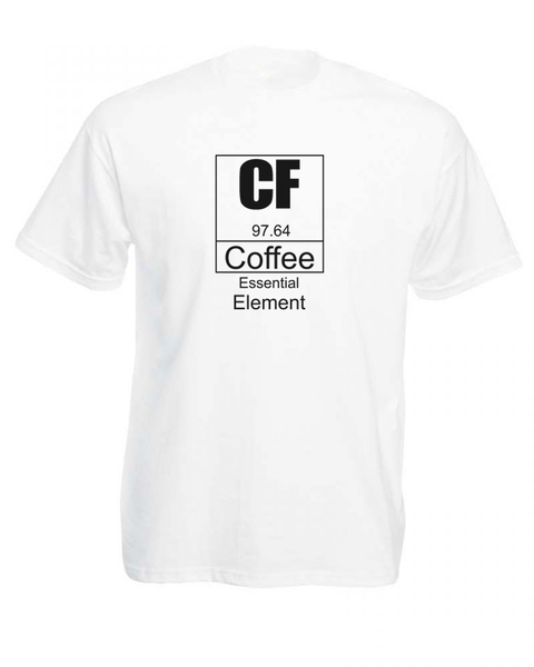 JuiceBubble Coffee Essential Element Mens T-Shirt -White - 4XL