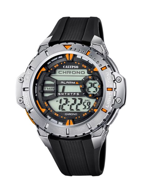 Calypso Digital Mens Sports Week Indicator Watch - Black &amp; Orange